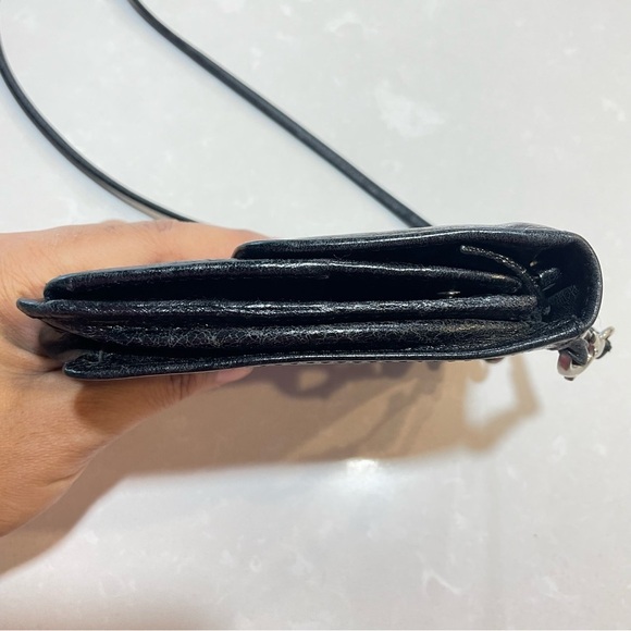 THE TREND BLACK LEATHER PURSE MINI WALLET MINI BAG CROSSBODY MINI BAG - Picture 10 of 15